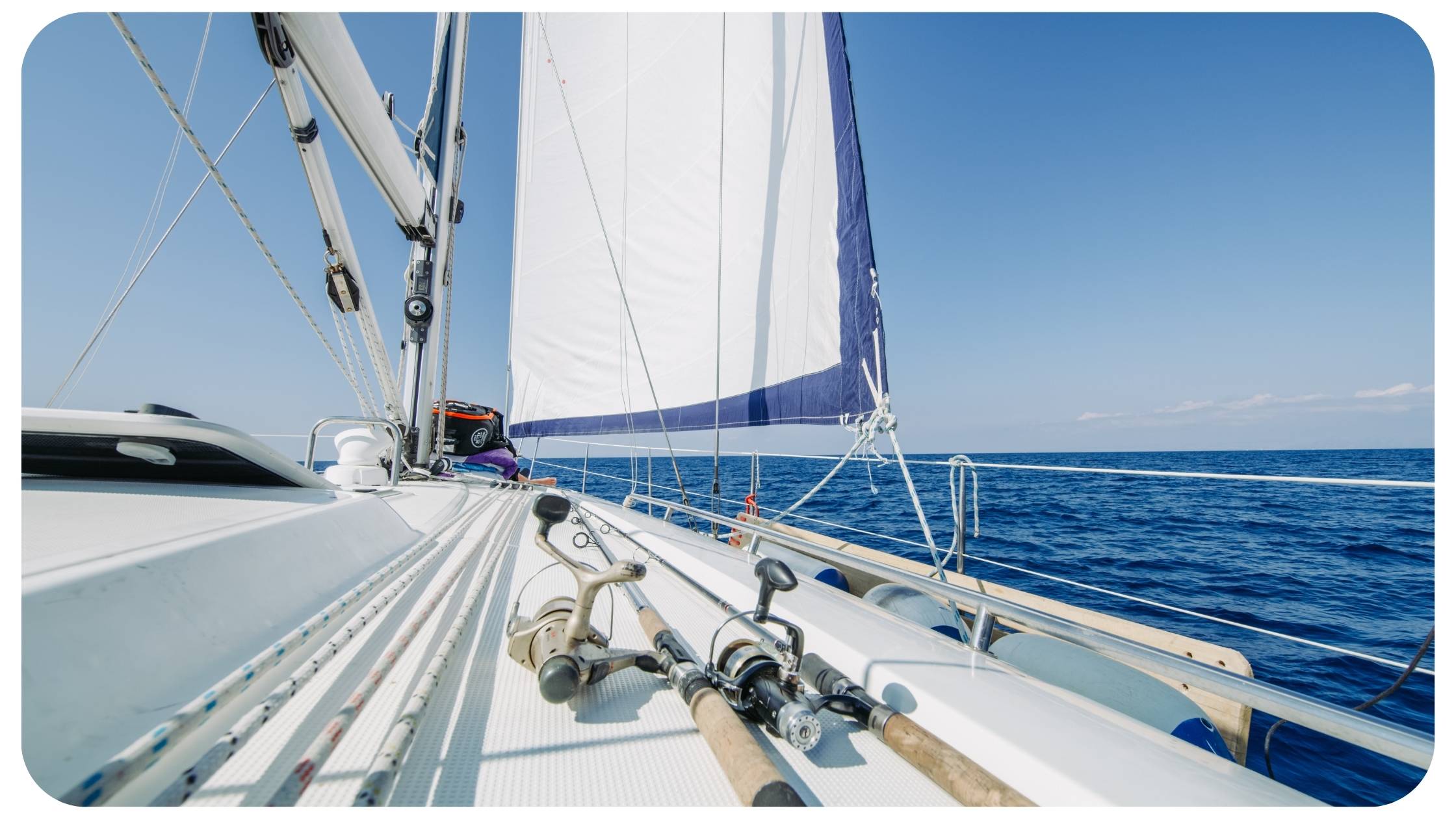 fishing from a sailing boat